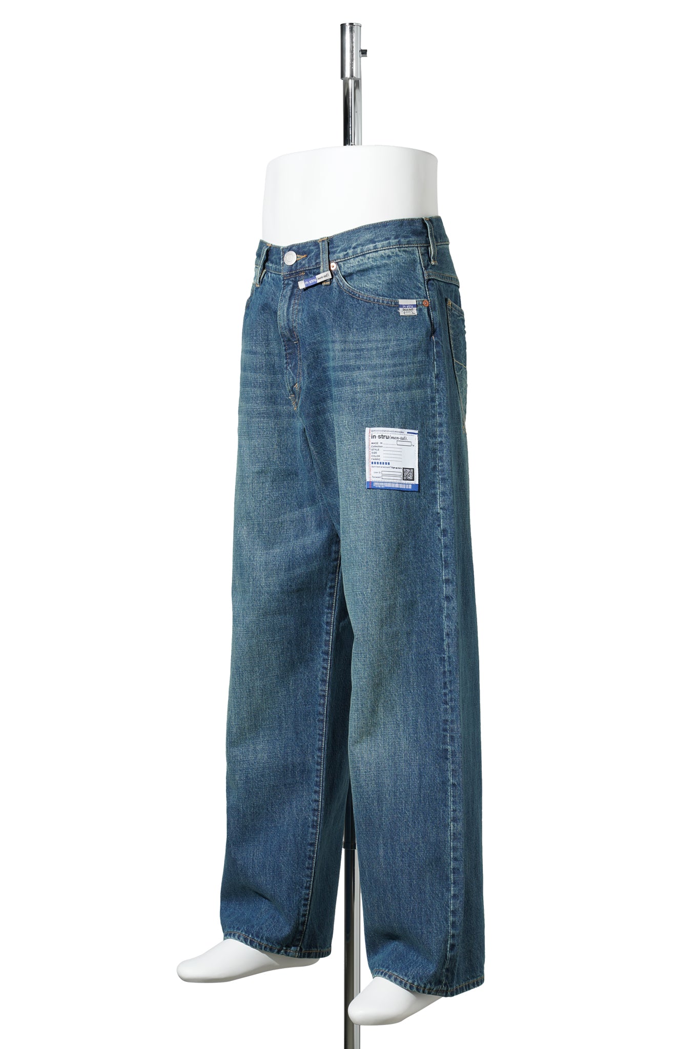 HARD WASHED SELVAGE DENIM BAGGY PANTS / INDIGO