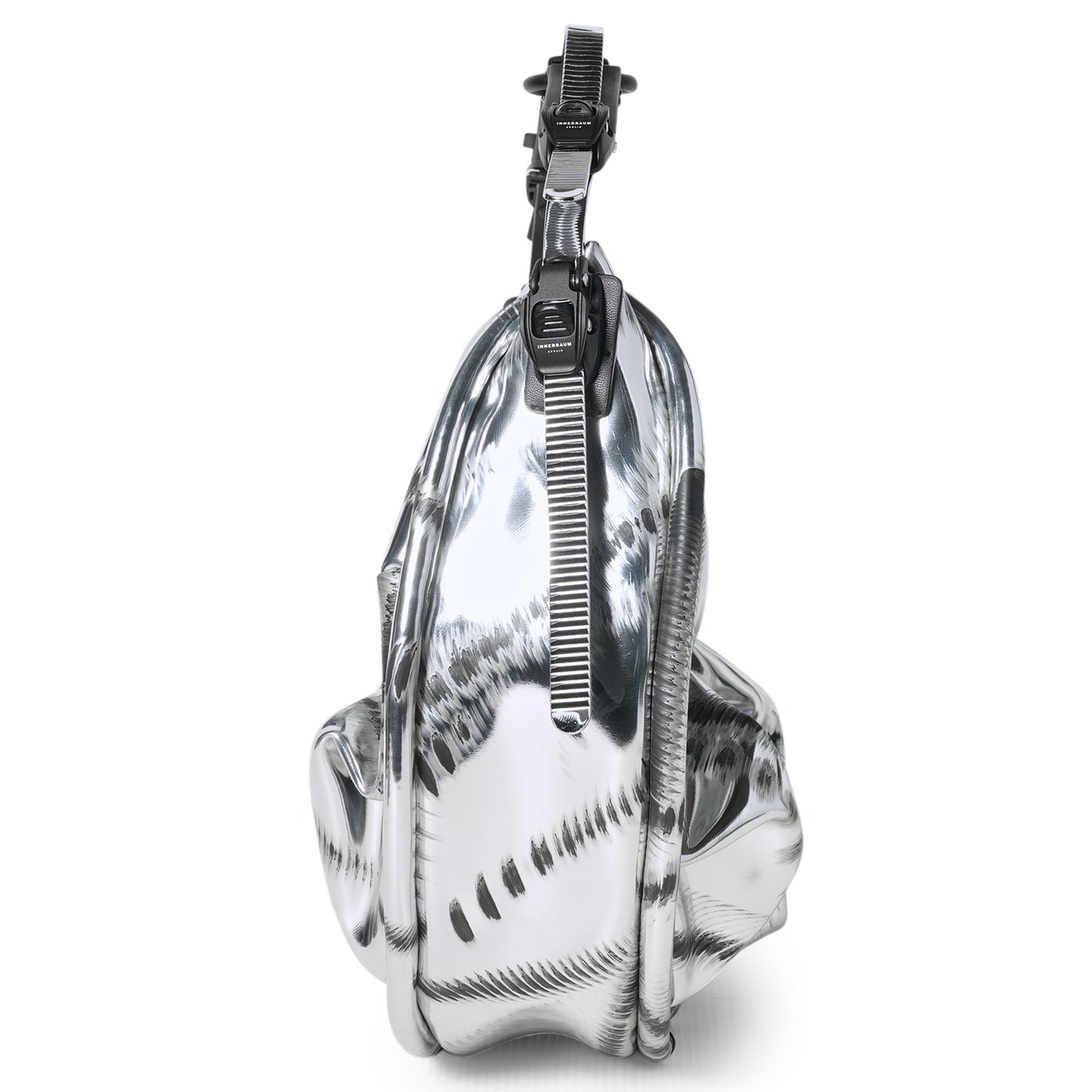 OBJECT HM02_SMALL HALF MOON BAG / DISTRESSED SILVER BLACK MATT