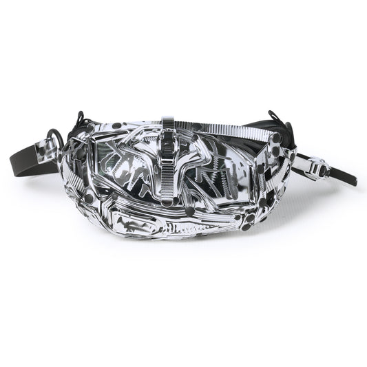 OBJECT I30_CROSS BODY BAG FANNY PACK / DISTRESSED SILVER-BLACK MATT