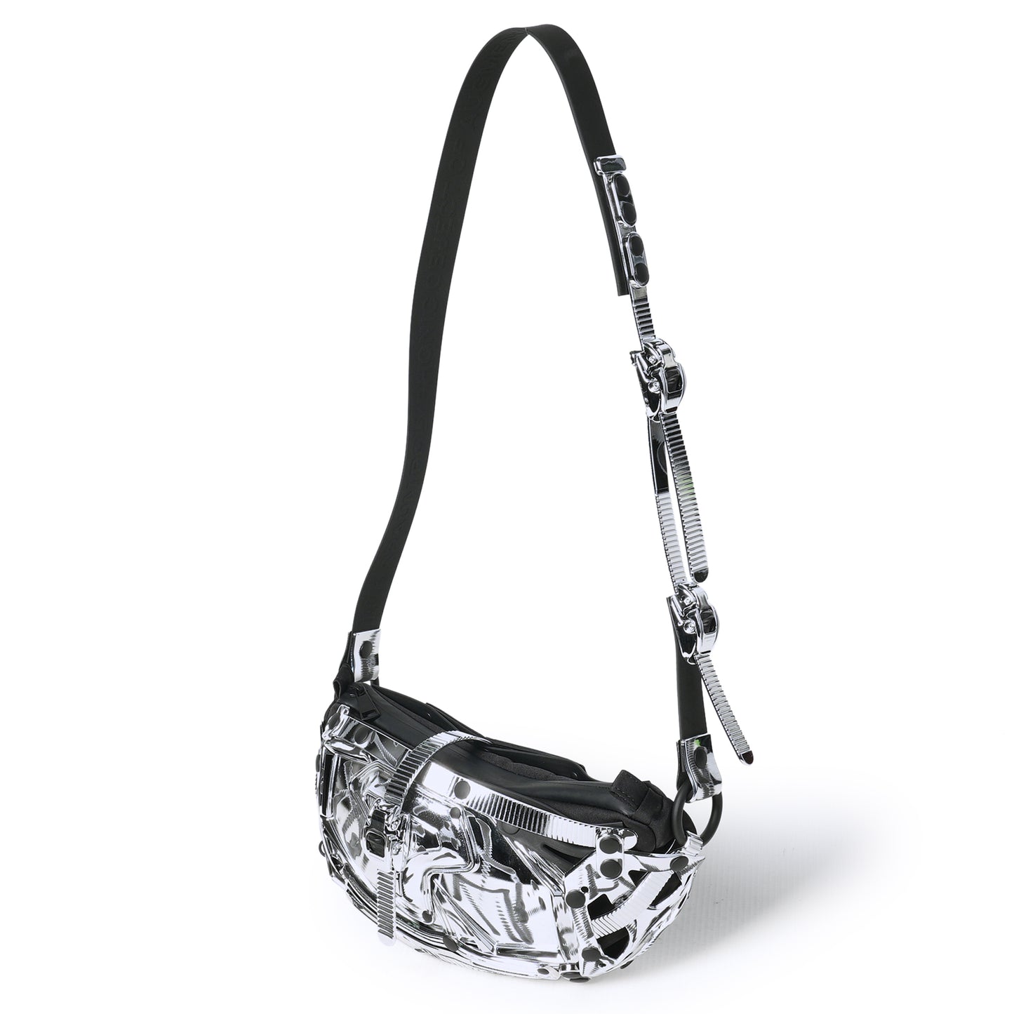 OBJECT I30_CROSS BODY BAG FANNY PACK / DISTRESSED SILVER-BLACK MATT