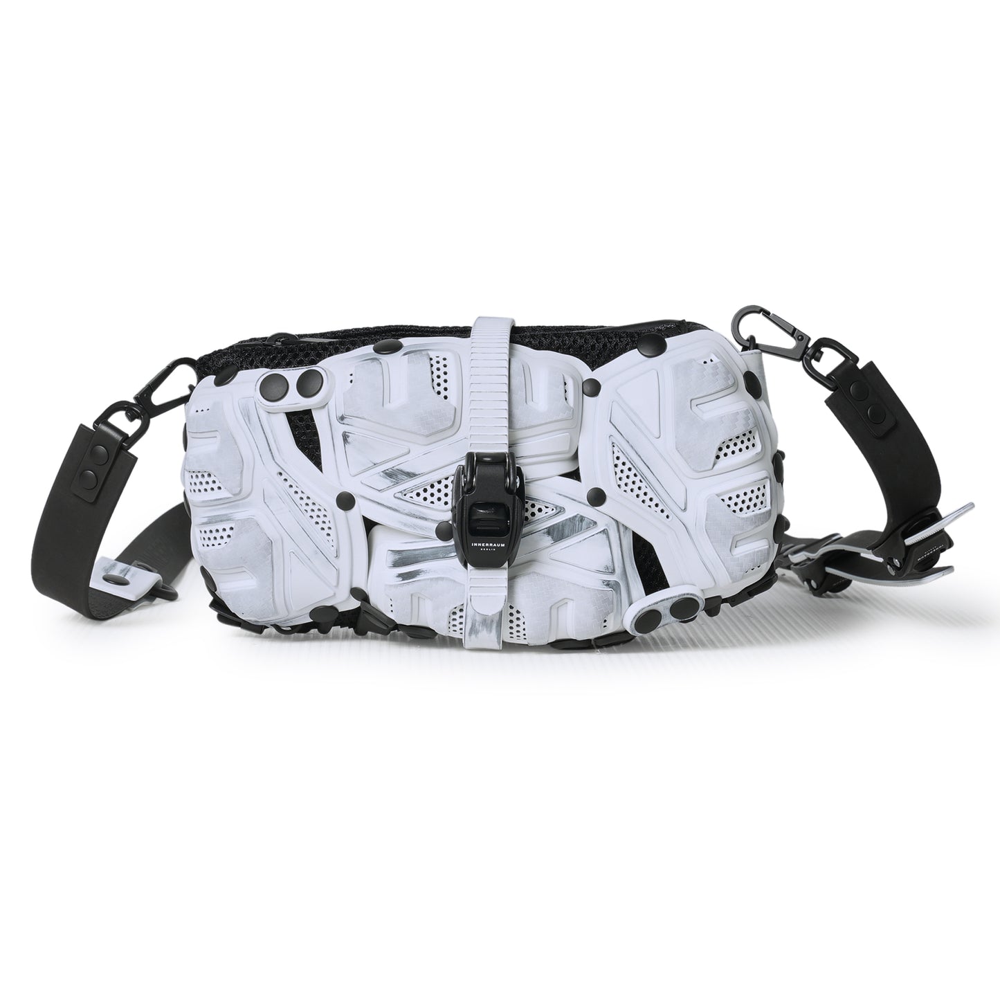 OBJECT I67_CROSS BODY BAG / DISTRESSED WHITE-BLACK MATT