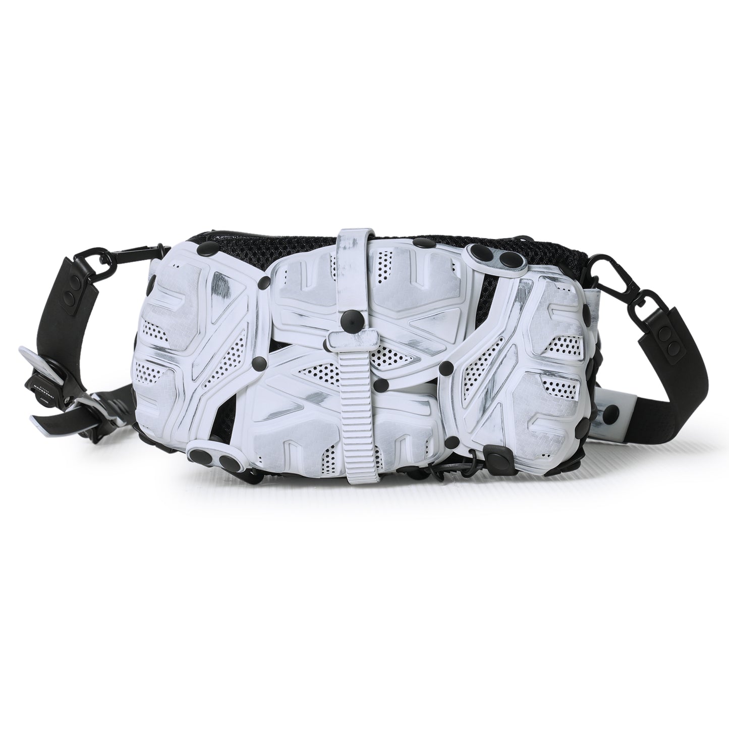 OBJECT I67_CROSS BODY BAG / DISTRESSED WHITE-BLACK MATT