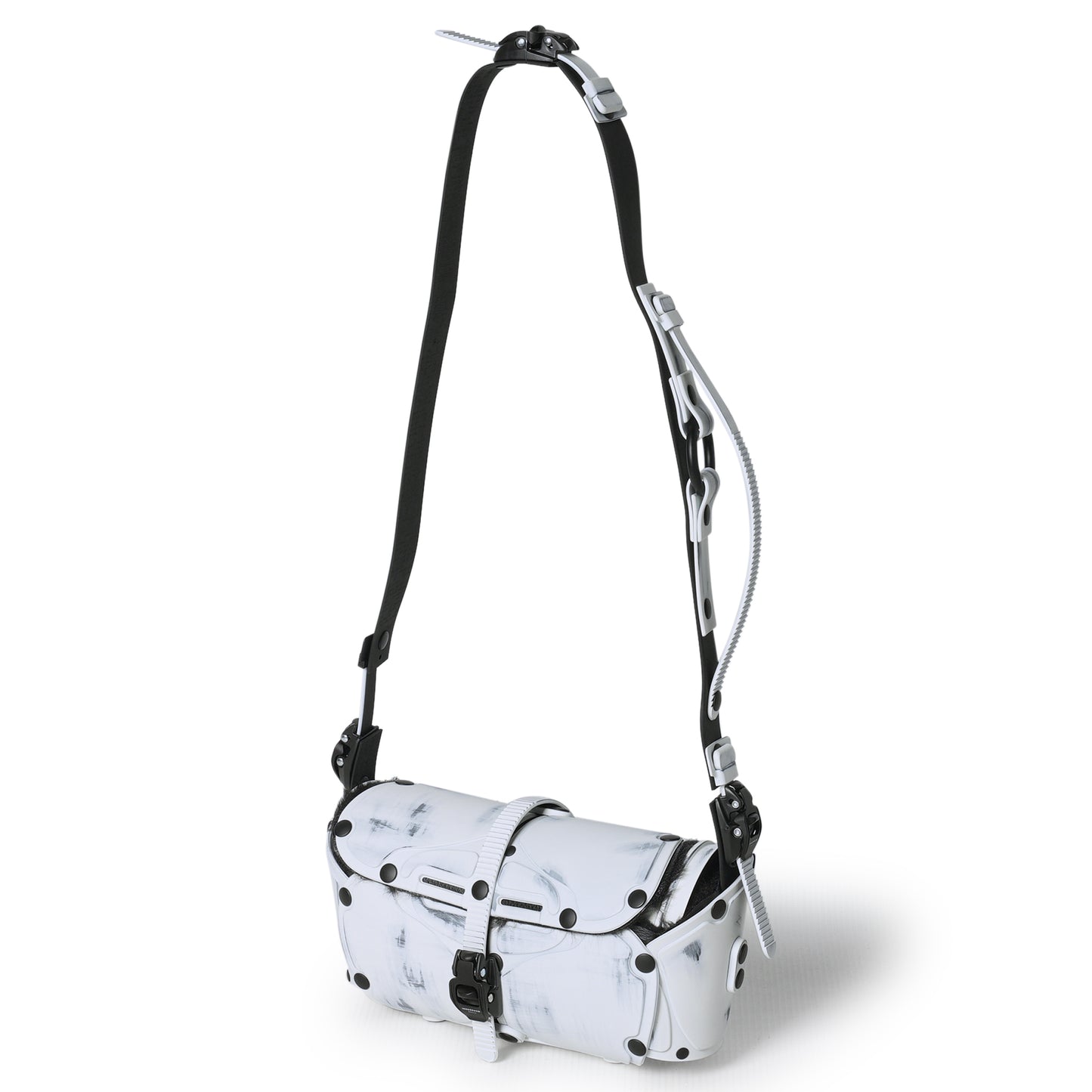OBJECT I80_MINI STEREO BAG / DISTRESSED WHITE-BLACK HATI