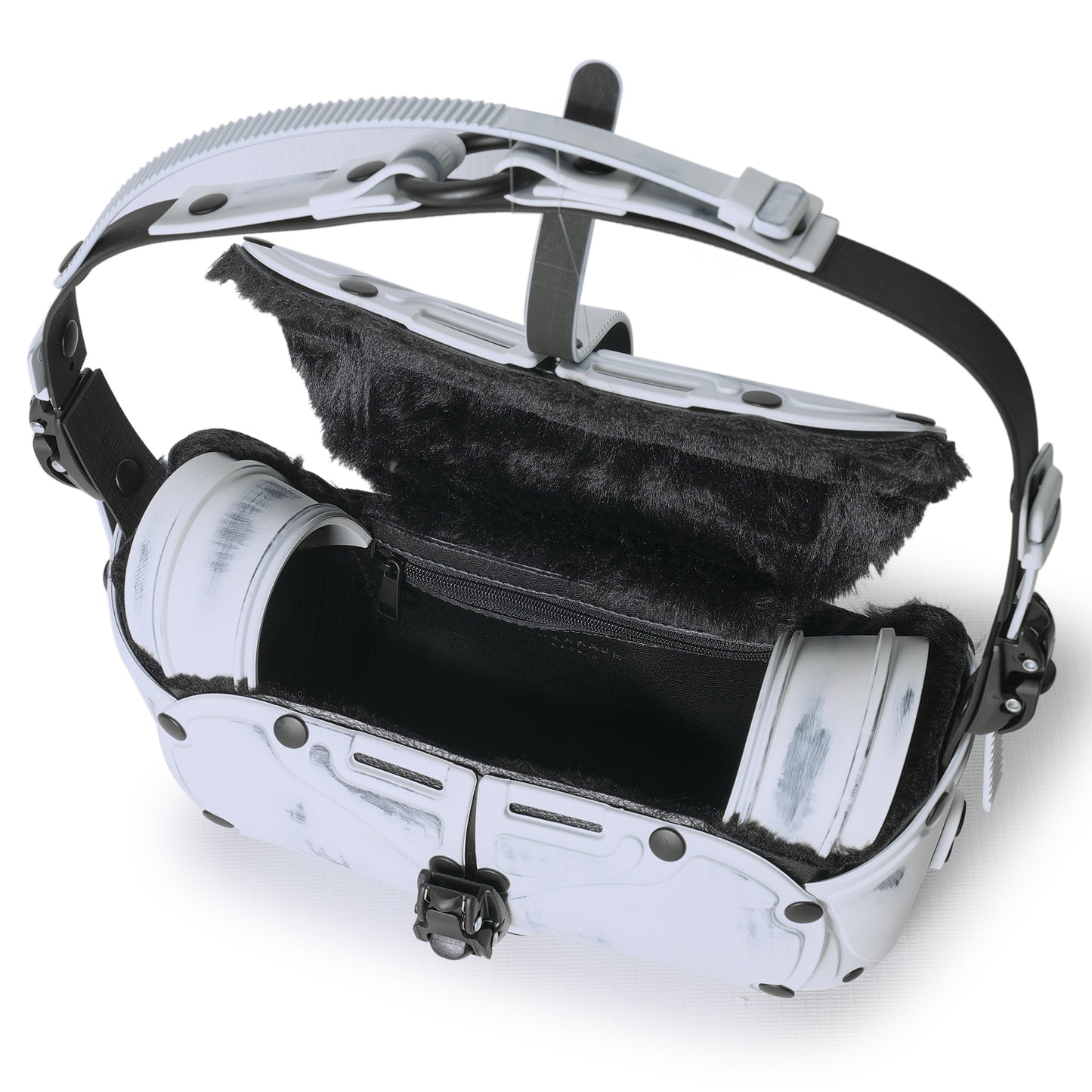 OBJECT I80_MINI STEREO BAG / DISTRESSED WHITE-BLACK HATI