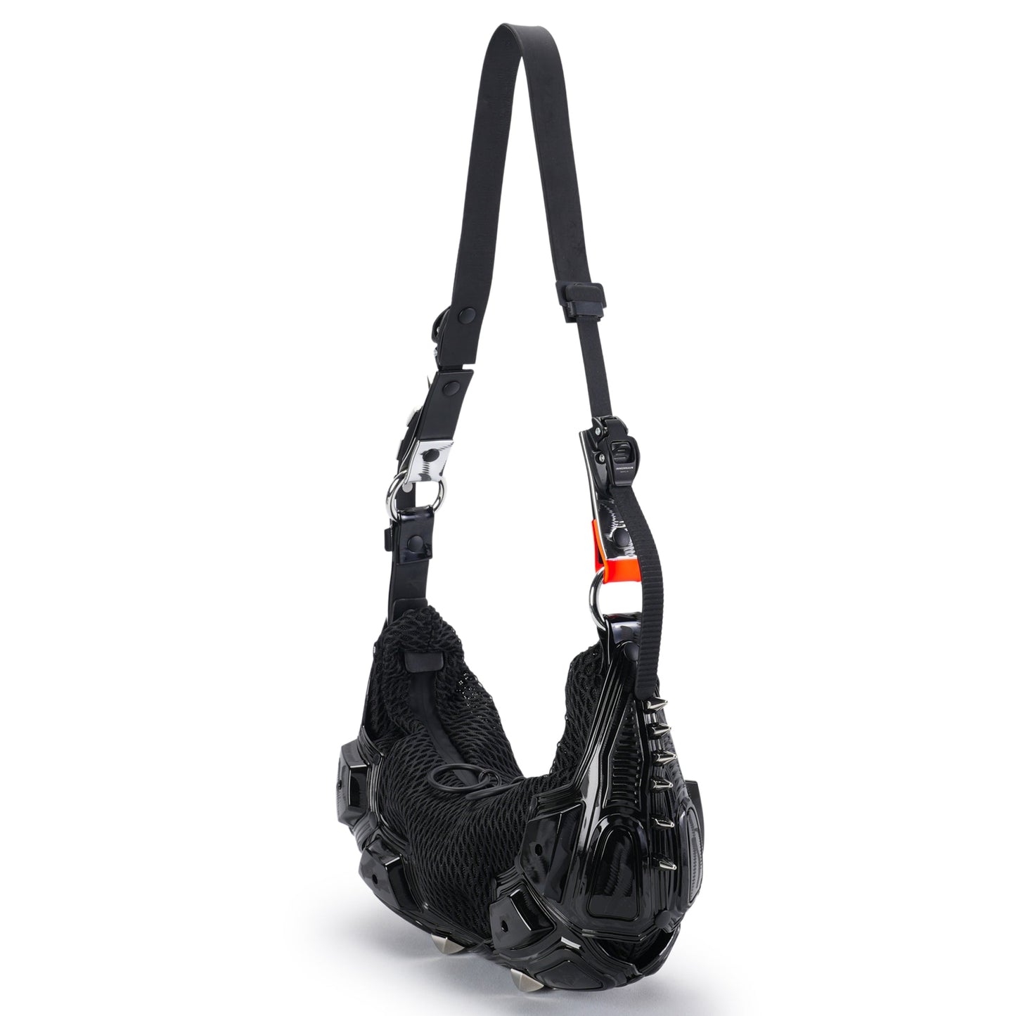 MODULE M02_SMALL HALF MOON BAG / BLACK SHINY_BLACK MATT