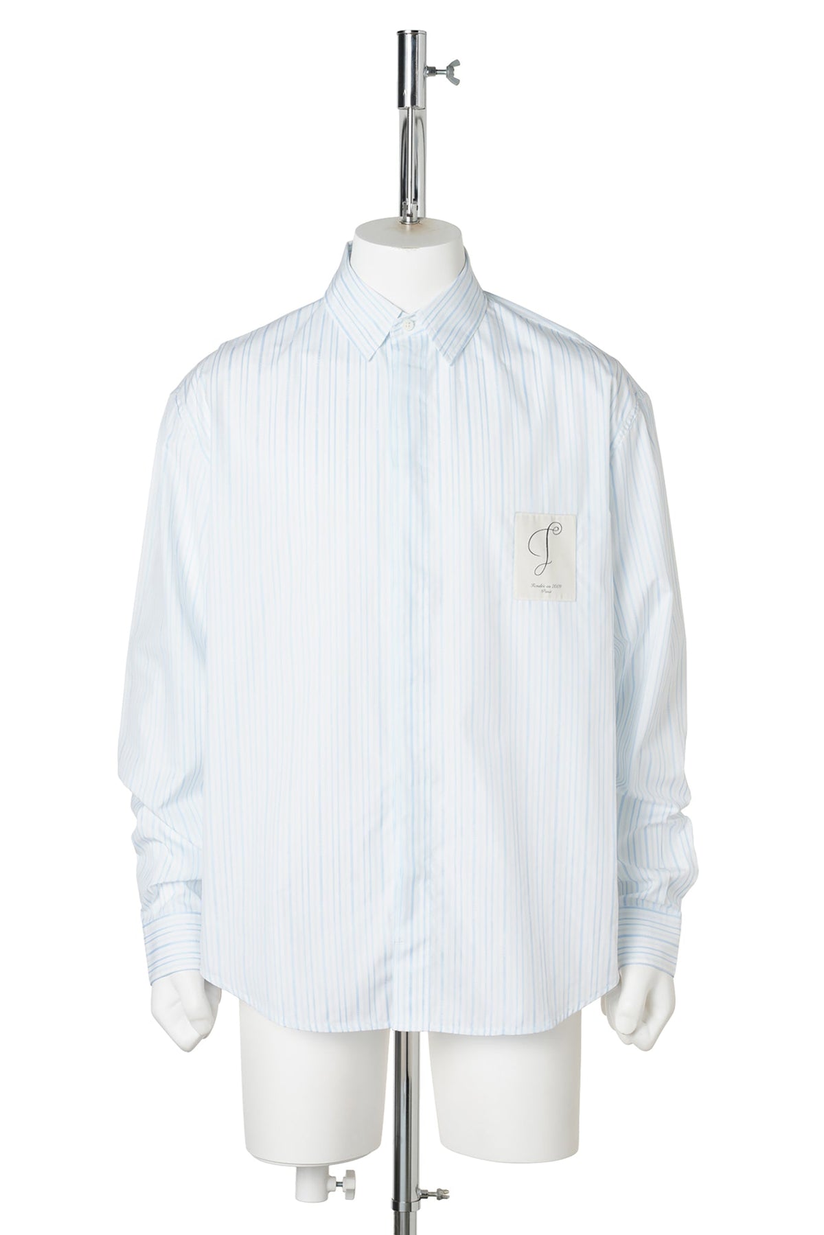LA CHEMISE SIMON ML / 3ND:STRIPE LOGO LIGHT BLUE/WH