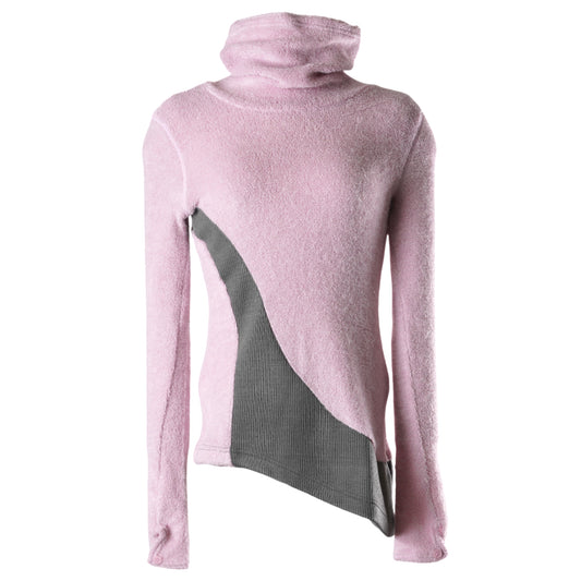 CURVED TURTLE NECK SWEATER / COTTON CANDY