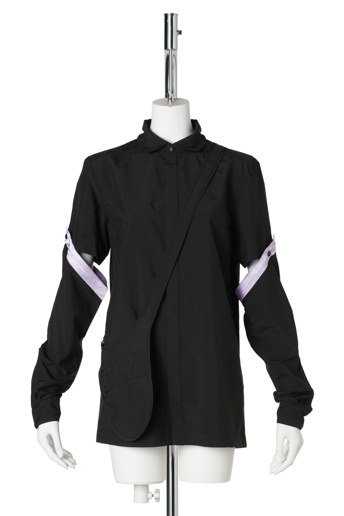 DETACHABLE SLEEVE SHIRT WITH BODY BAG / BLACK/AMETHYST