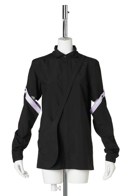 DETACHABLE SLEEVE SHIRT WITH BODY BAG / BLACK/AMETHYST