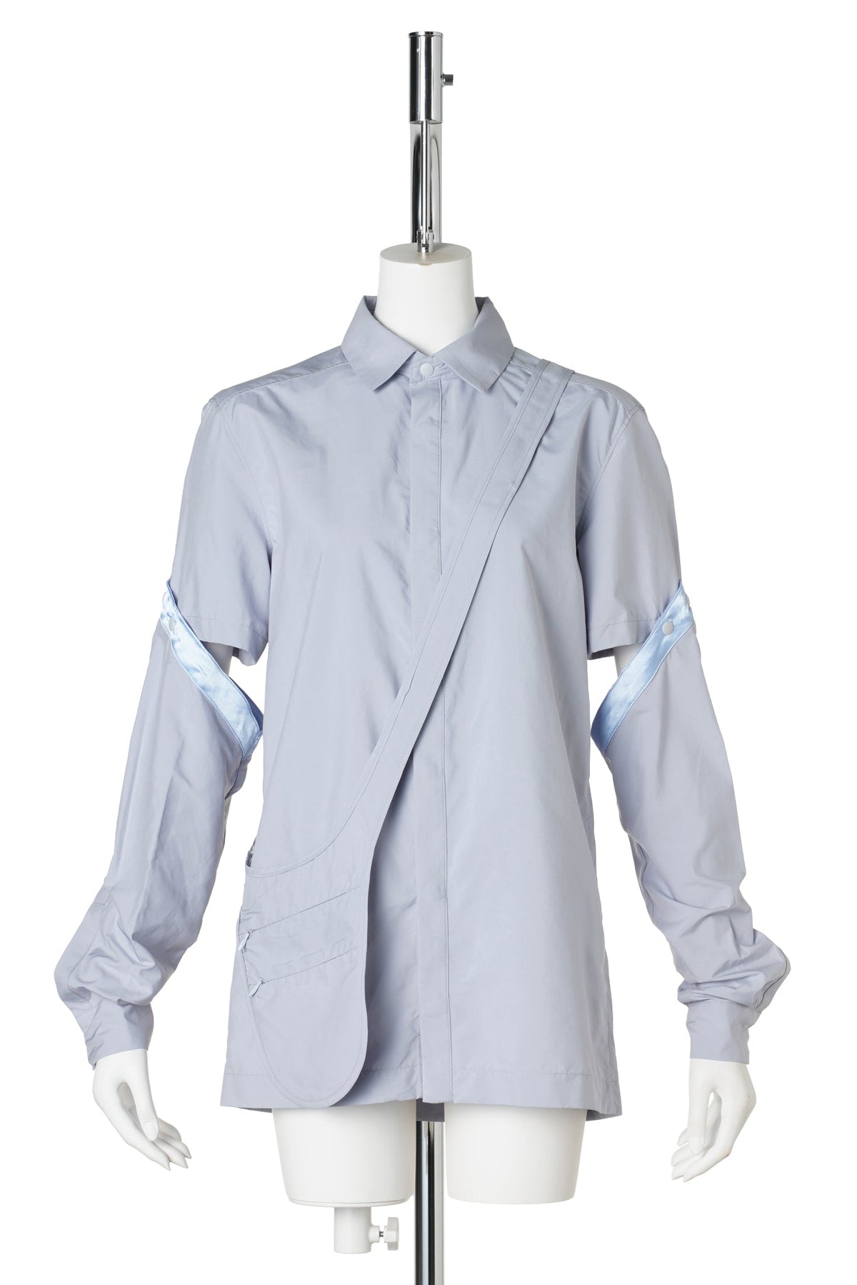 DETACHABLE SLEEVE SHIRT WITH BODY BAG / LIGHT GREY/SKY BLUE