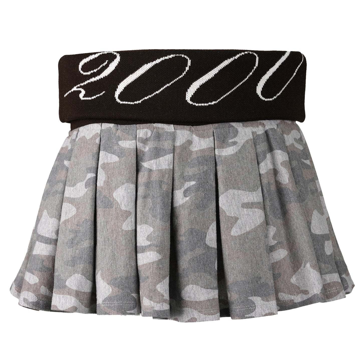 SIGNATURE CAMO PLEATED MINI SKIRT / CAMO GREY