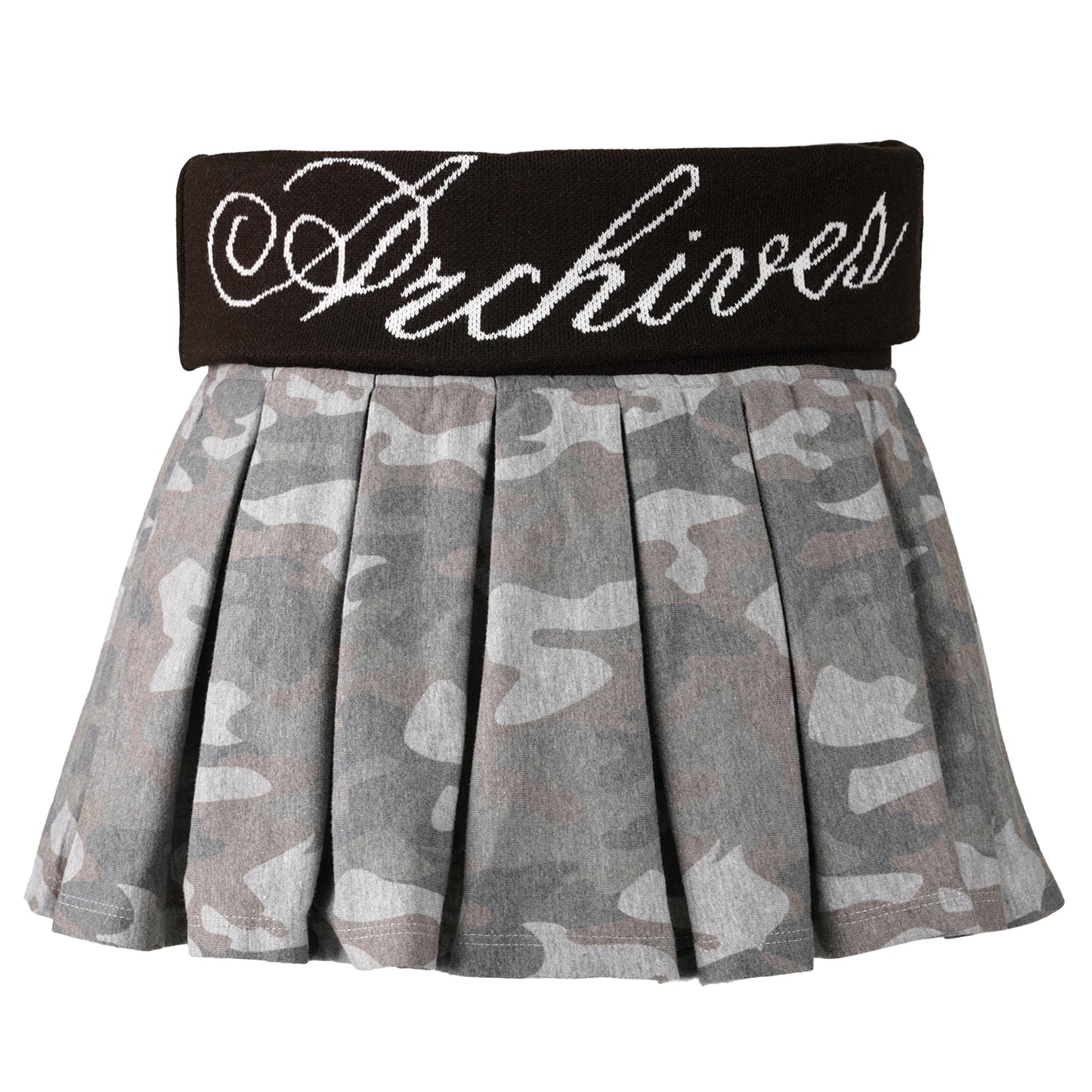 SIGNATURE CAMO PLEATED MINI SKIRT / CAMO GREY