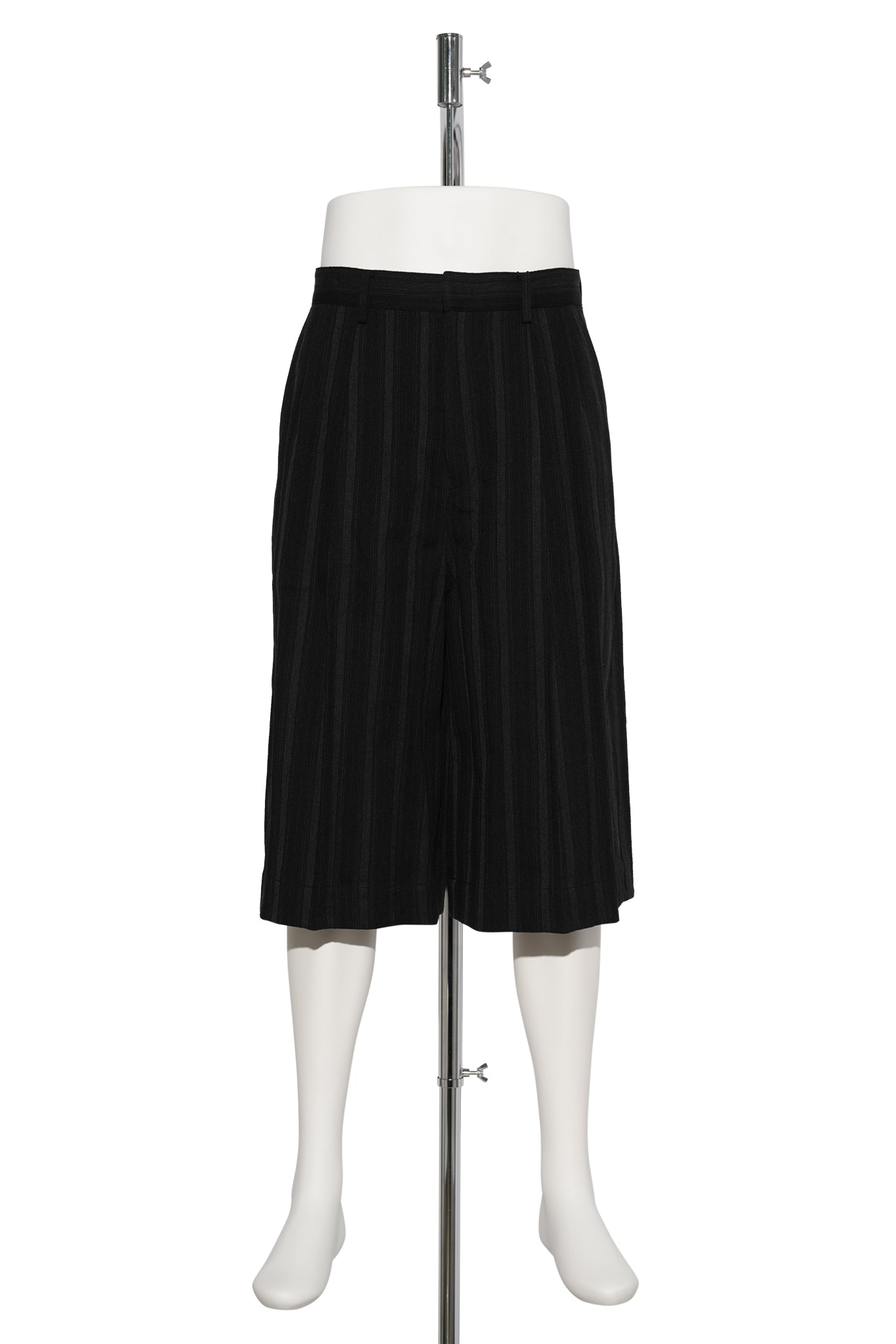 BLENDED WOOL WIDE SHORTS / BLACK