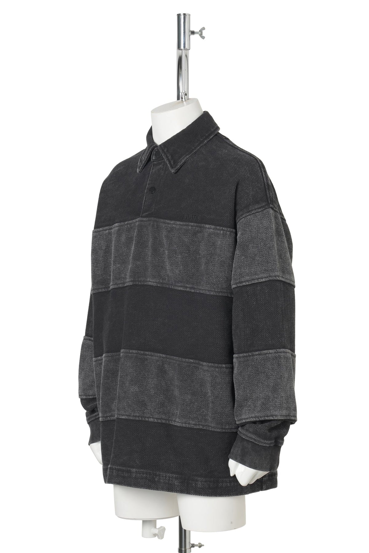 DENIM POLO STRIPE LONG SLEEVE / BLACK