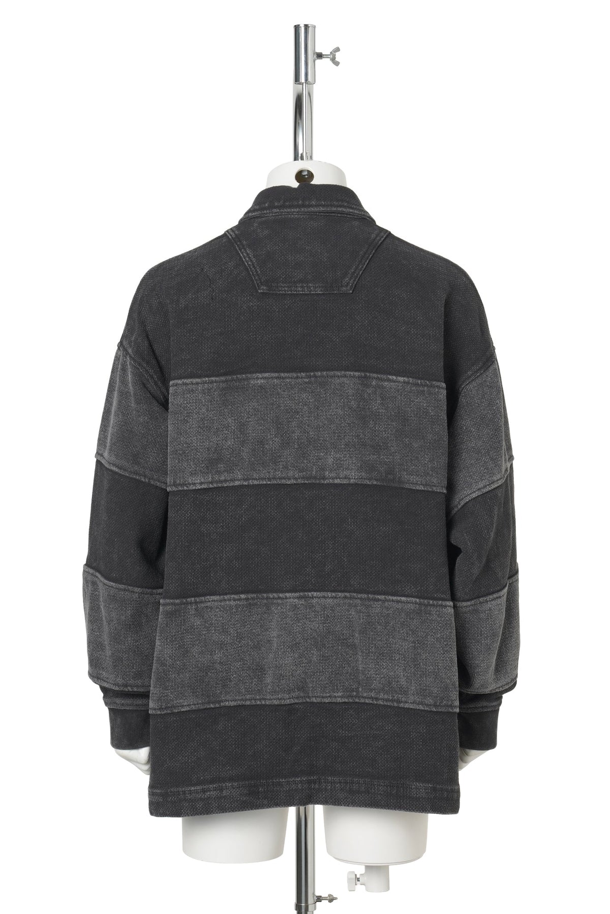 DENIM POLO STRIPE LONG SLEEVE / BLACK