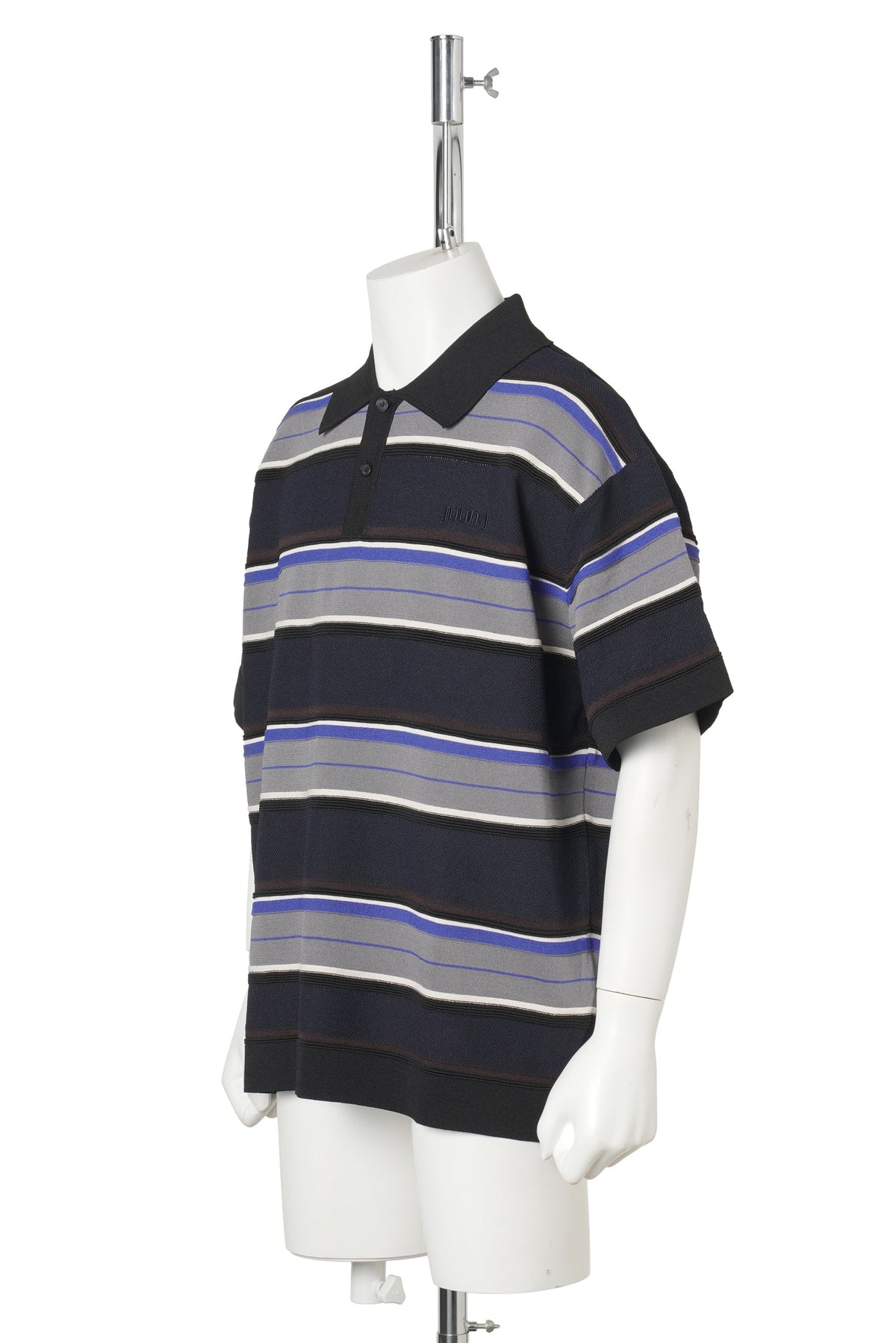 SHORT‑SLEEVE COLOR‑BLOCK STRIPE PULLOVER SWEATER / BLUE