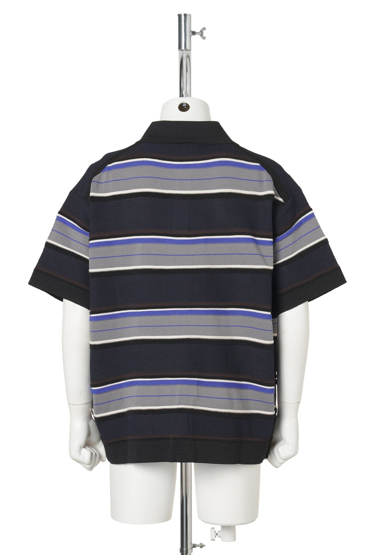 SHORT‑SLEEVE COLOR‑BLOCK STRIPE PULLOVER SWEATER / BLUE