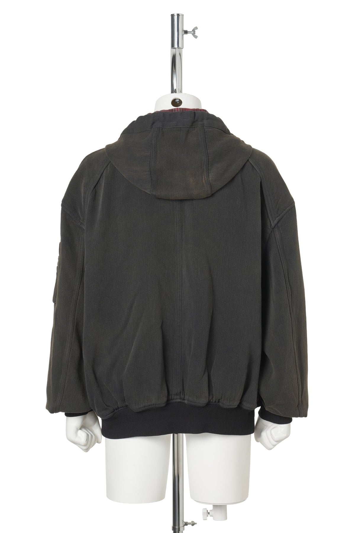 CHECK REVERSIBLE HOODIE JUMPER / BLACK