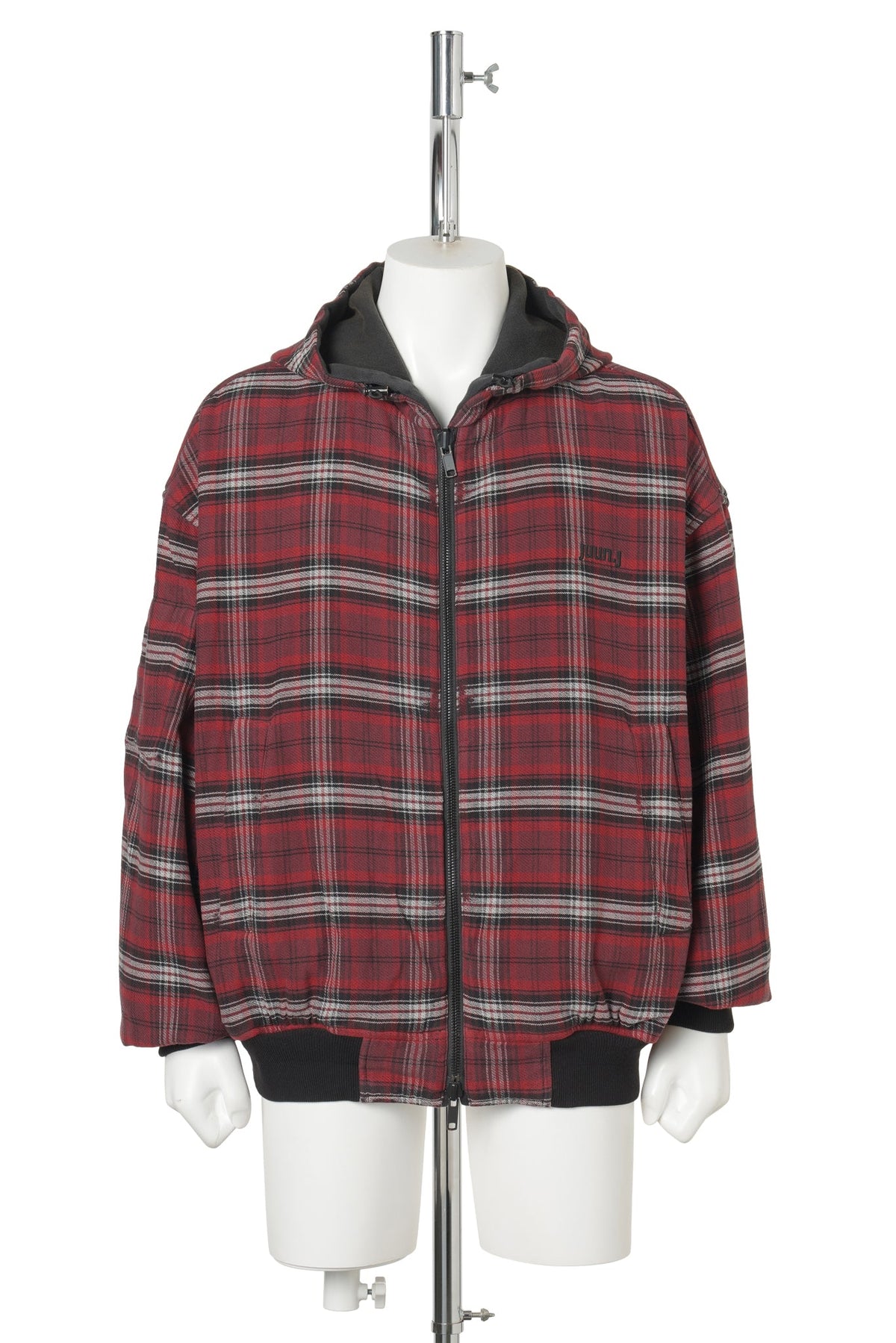 CHECK REVERSIBLE HOODIE JUMPER / BLACK