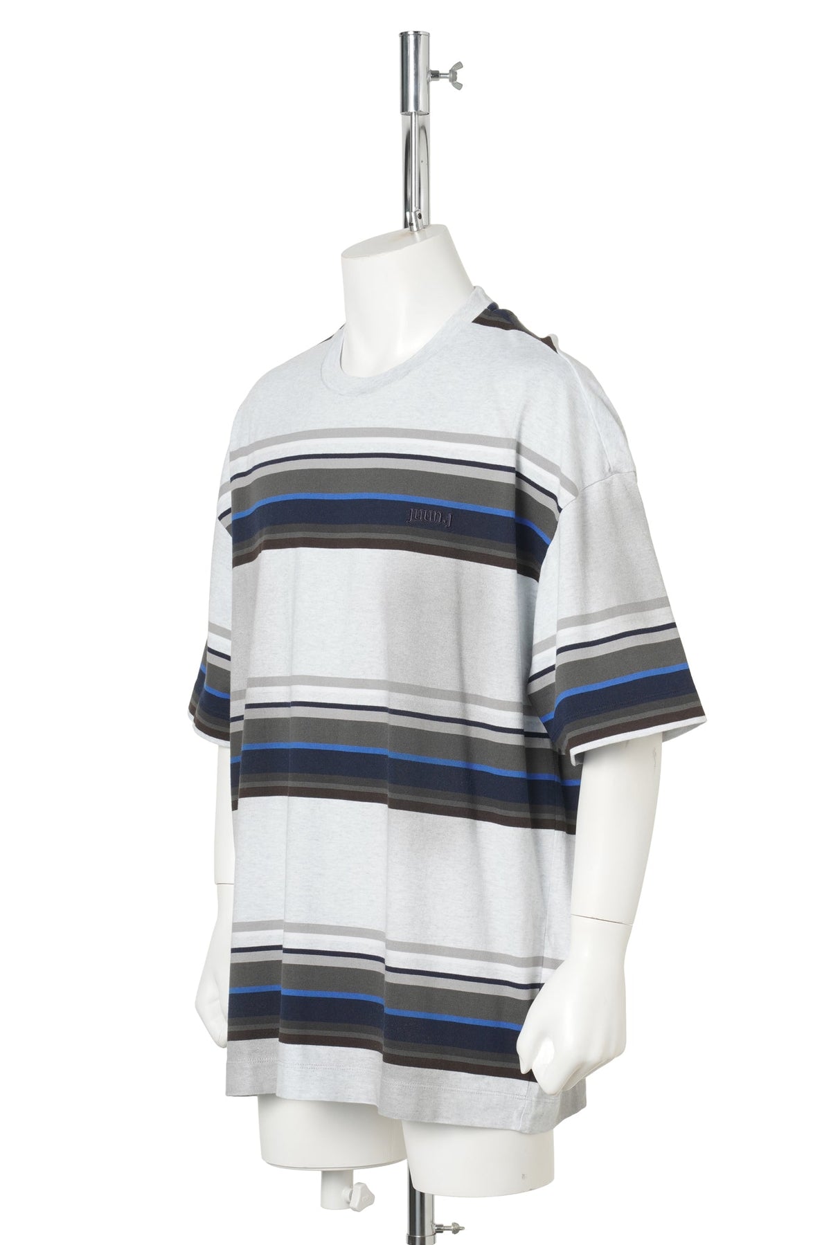 7 BLOCK STRIPE OVERFIT SHORT SLEEVE / LGREY