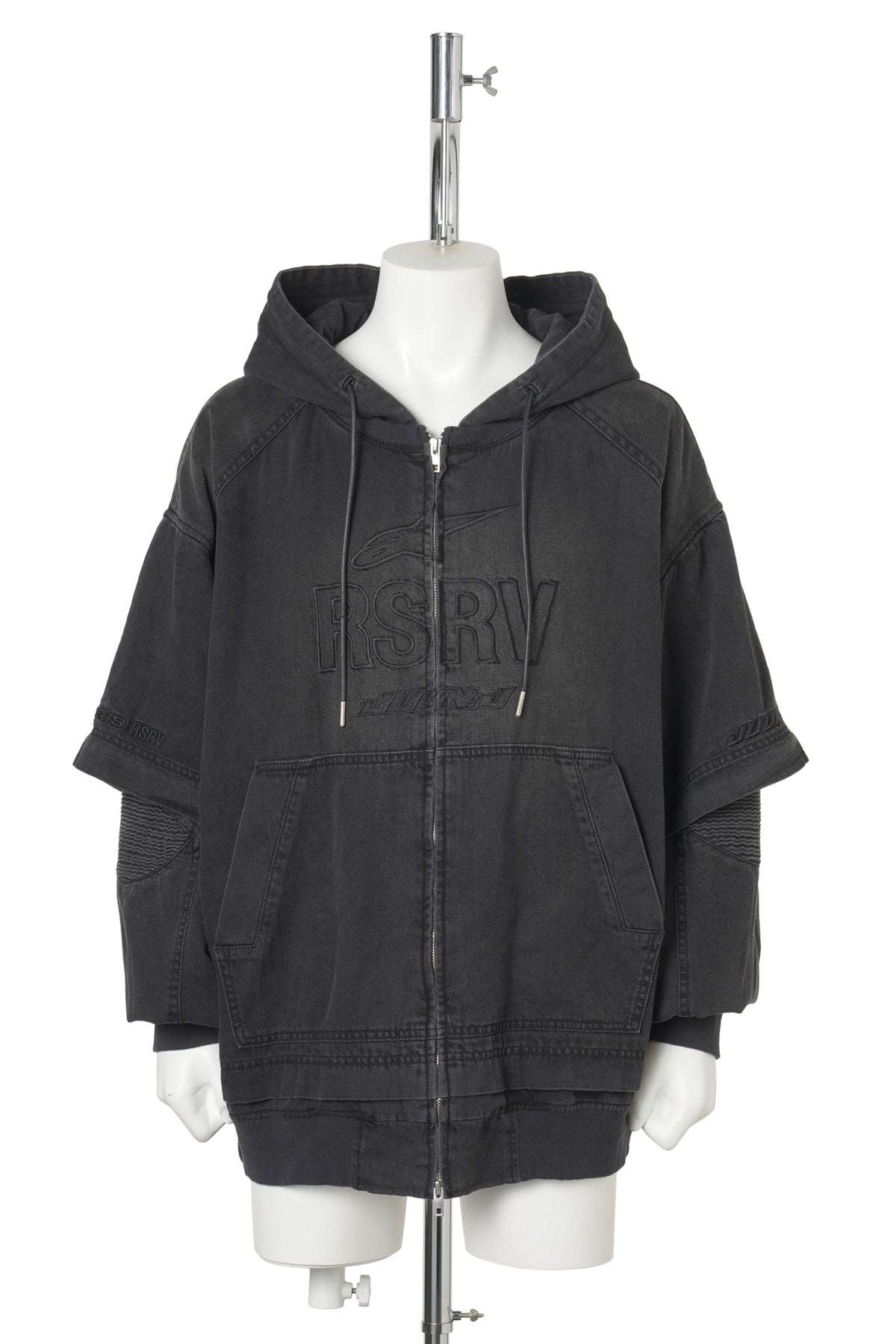 DENIM ZIP-UP HOODIE / BLACK