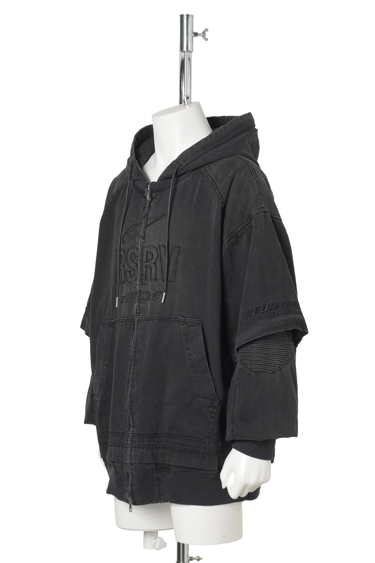 DENIM ZIP-UP HOODIE / BLACK
