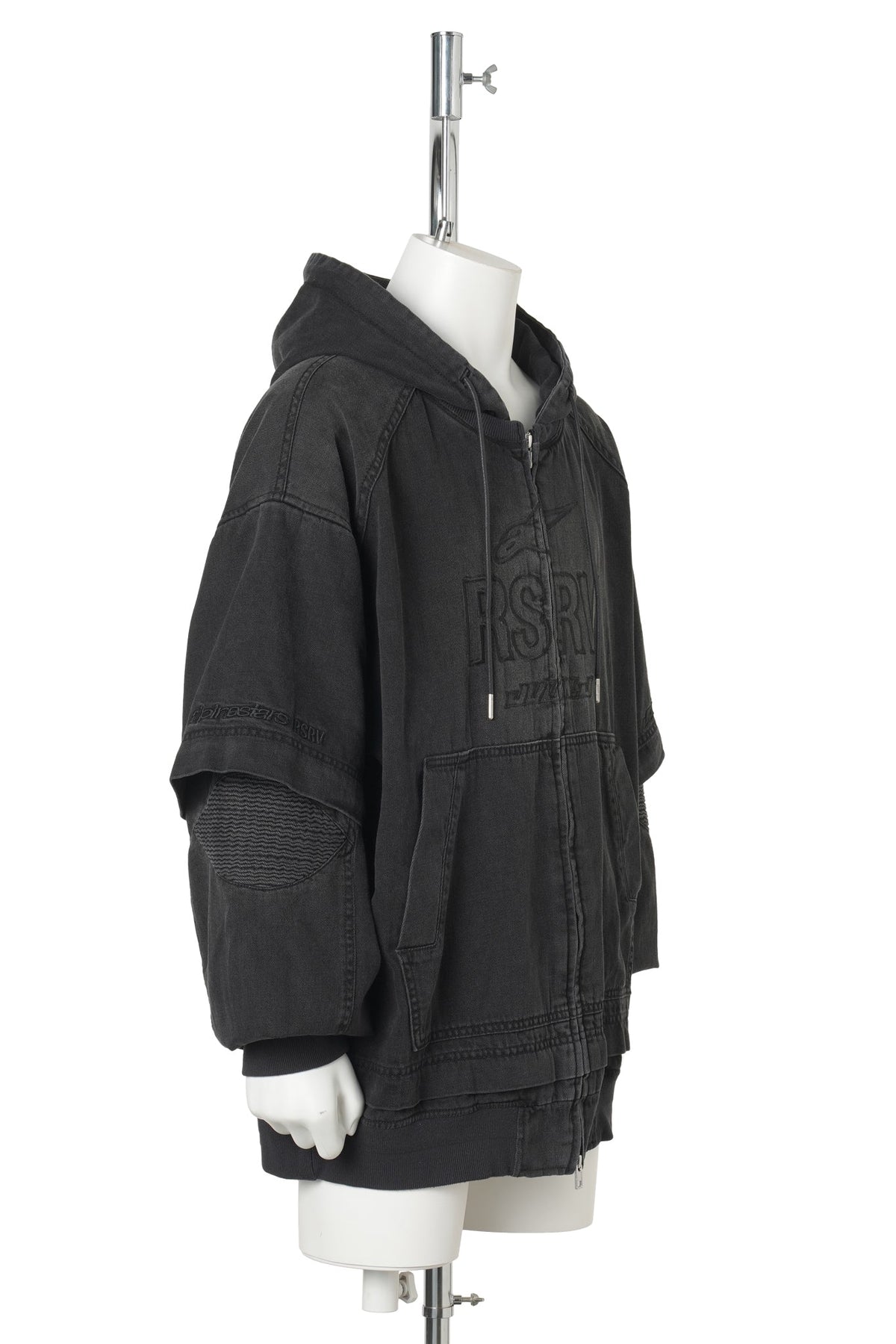 DENIM ZIP-UP HOODIE / BLACK