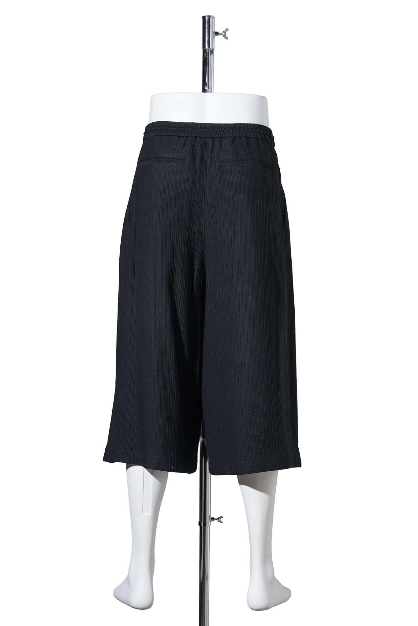 [WIDE] STRIPED COTTON BERMUDA PANTS / BLACK