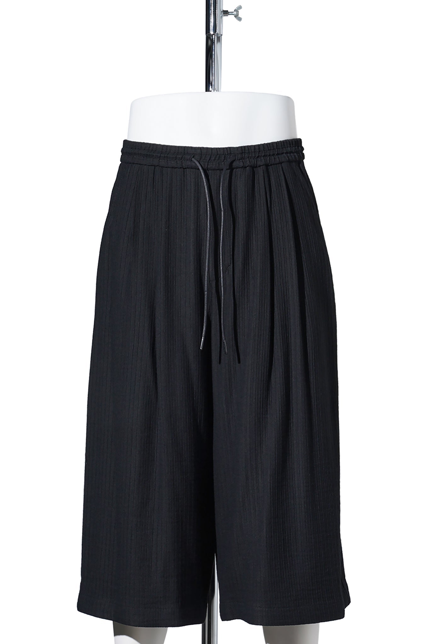 [WIDE] STRIPED COTTON BERMUDA PANTS / BLACK