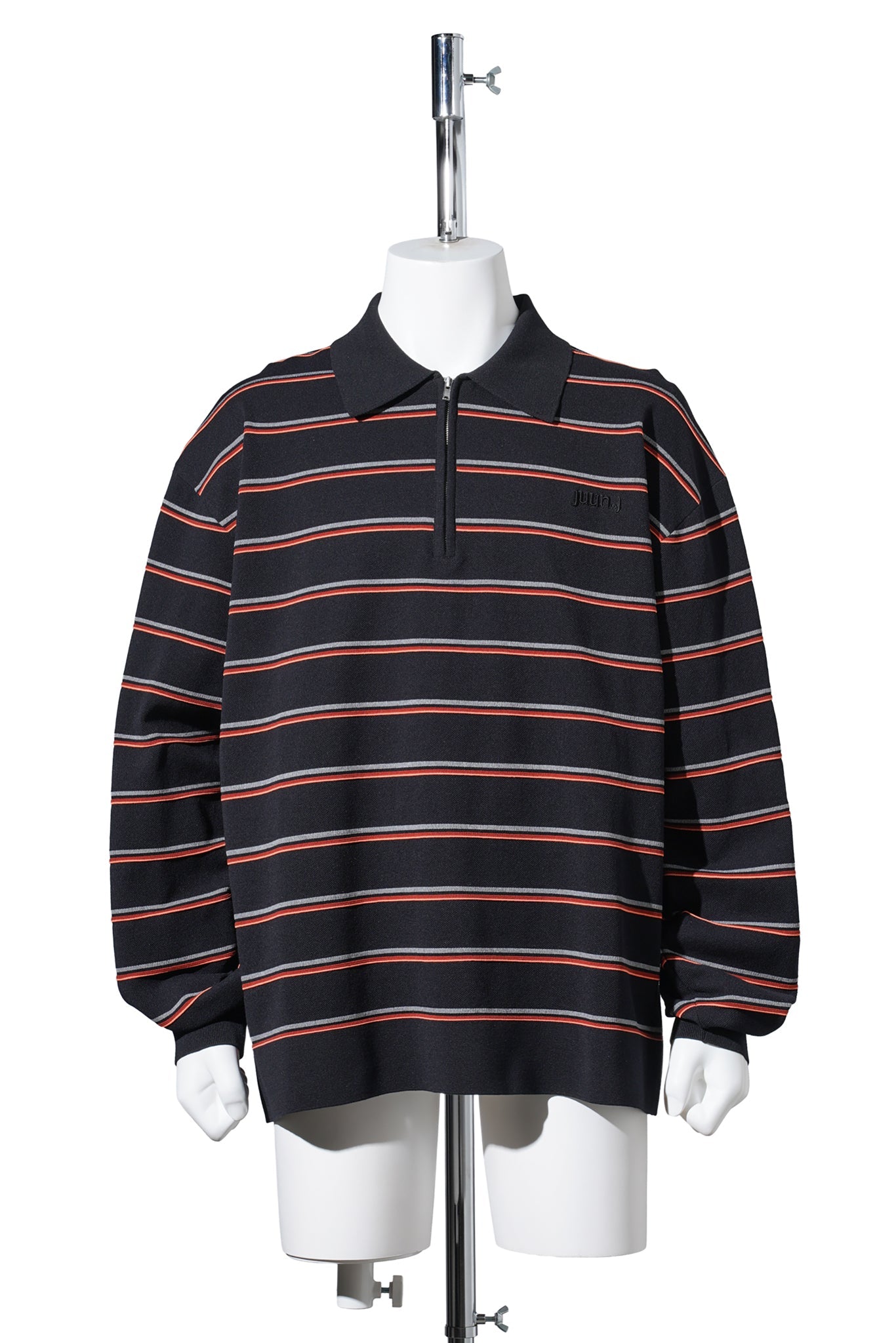 STRIPED COLLAR SWEATER / ORANGE