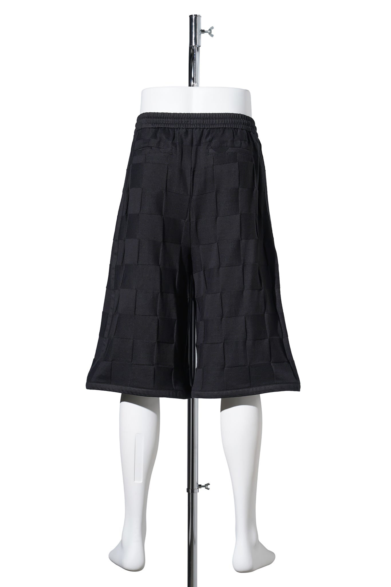[WIDE] BORDER-CHECK JERSEY SHORTS / BLACK
