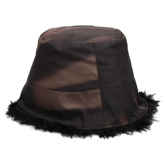 SUN-BLEACHED FAUX FUR REVERSIBLE BUCKET HAT / DARK GREY