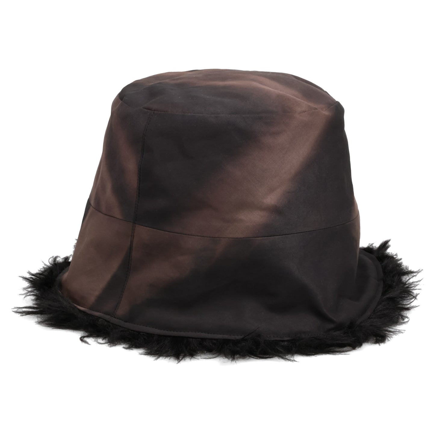 SUN-BLEACHED FAUX FUR REVERSIBLE BUCKET HAT / DARK GREY