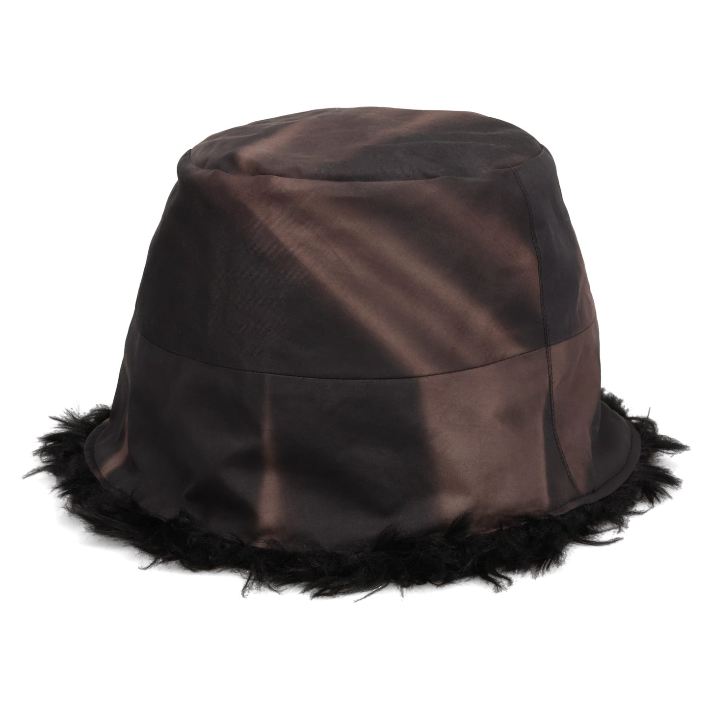 SUN-BLEACHED FAUX FUR REVERSIBLE BUCKET HAT / DARK GREY