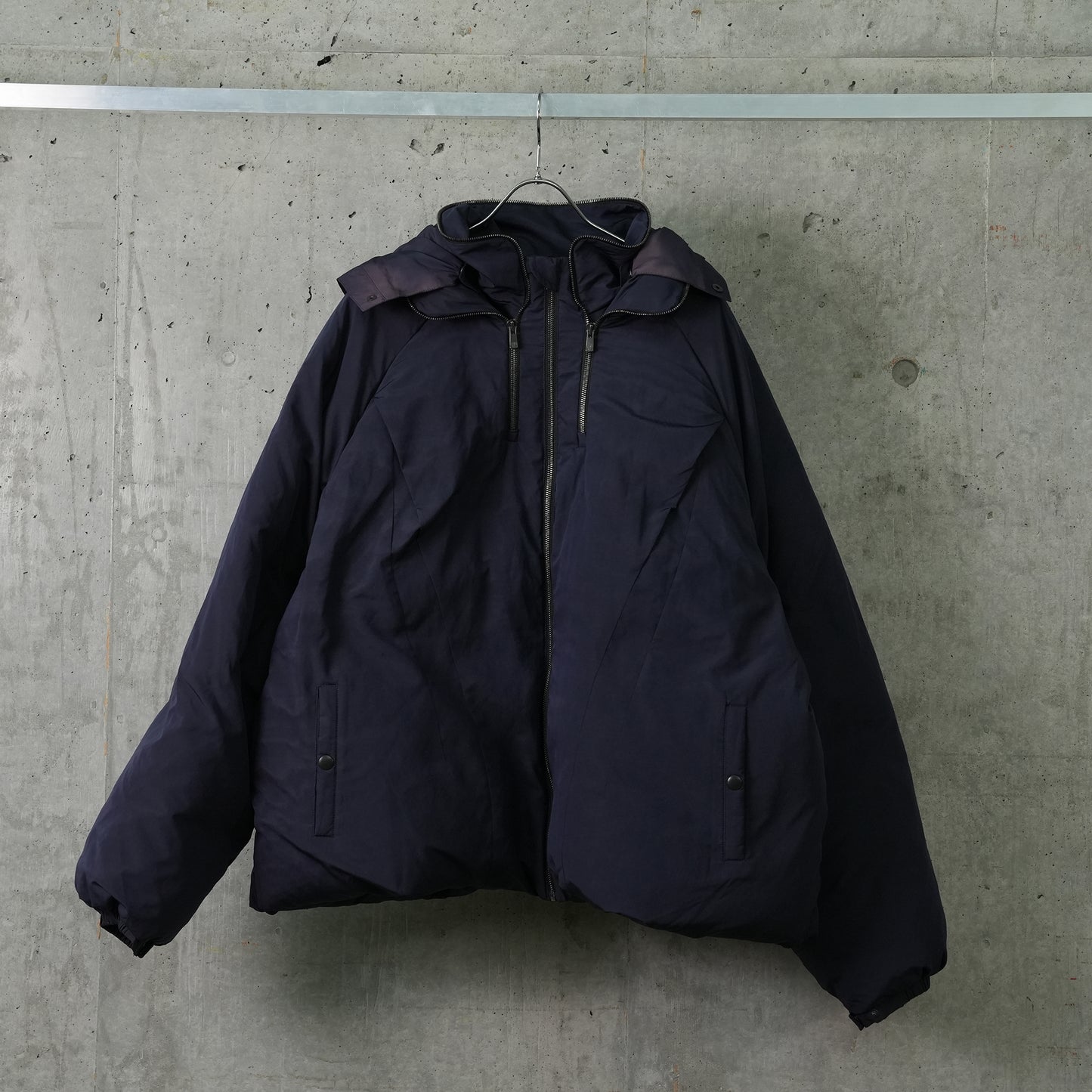 SUN-BLEACHED DOUBLE-ZIP HOOD DOWN JACKET / NAVY