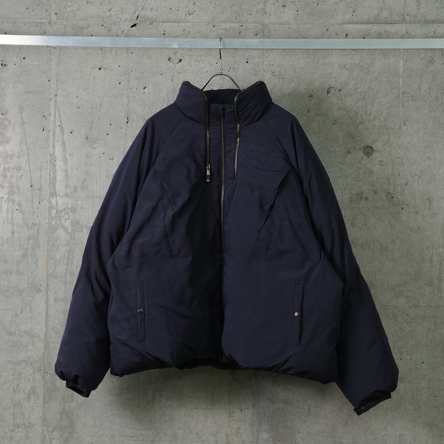 SUN-BLEACHED DOUBLE-ZIP HOOD DOWN JACKET / NAVY