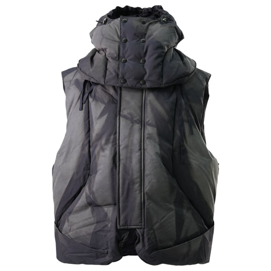 SUN-BLEACHED DETACHABLE HOODED DOWN VEST / DARK GREY