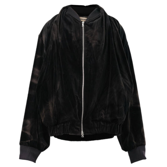 SUN-BLEACHED VELVET SHAWL COLLAR BOMBER / BLACK