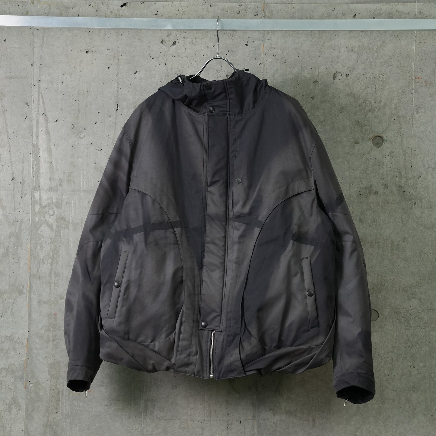 SUN-BLEACHED DRAPED POCKET BOMBER / DARK GREY