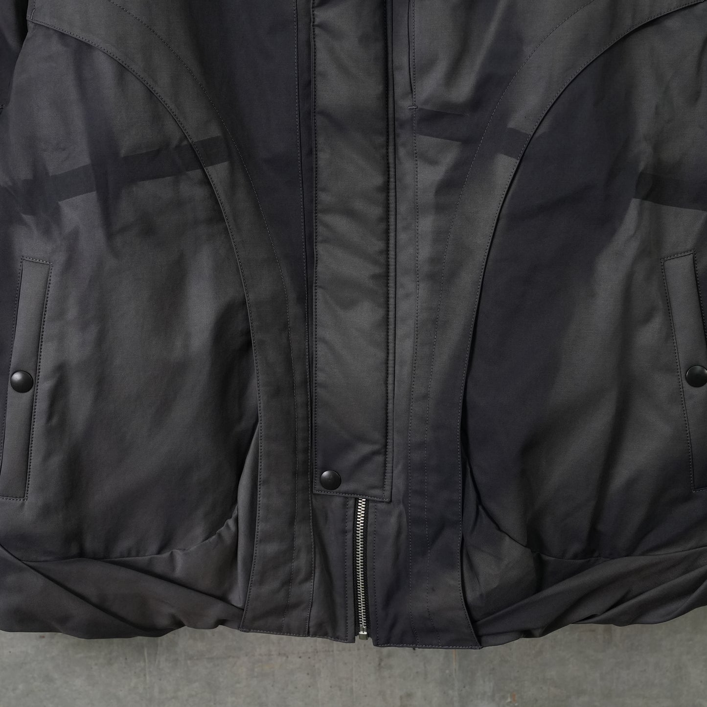 SUN-BLEACHED DRAPED POCKET BOMBER / DARK GREY