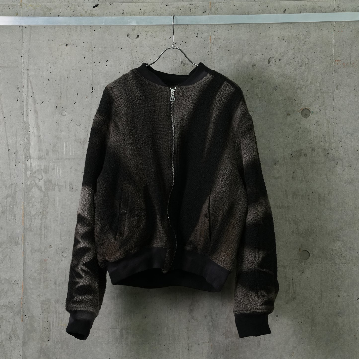 SUN-BLEACHED TWEED BOMBER / BLACK