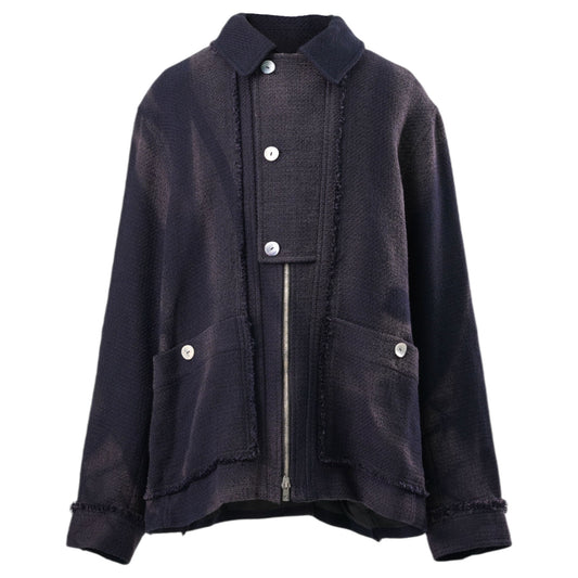 SUN-BLEACHED TWEED JACKET / NAVY