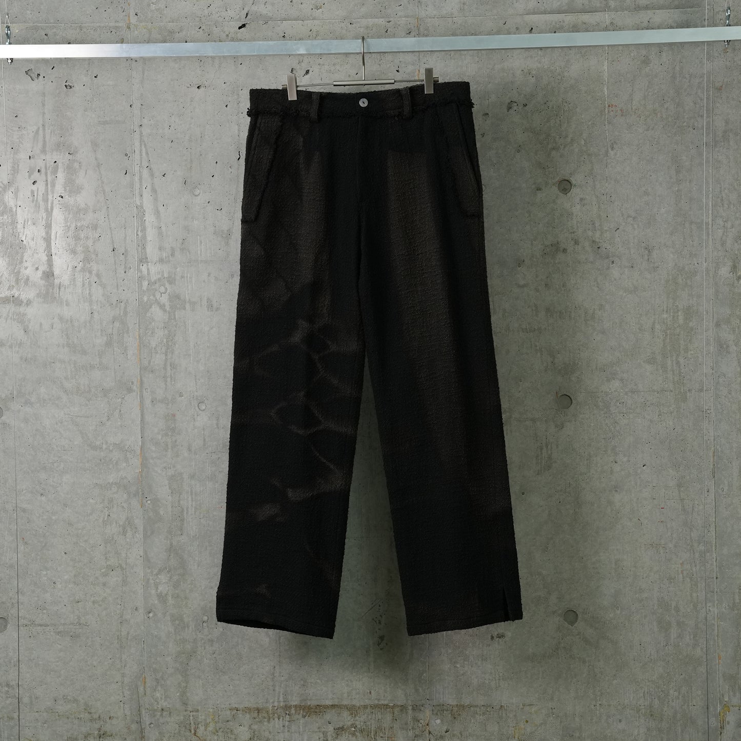 SUN-BLEACHED TWEED STRAIGHT TROUSERS / BLACK