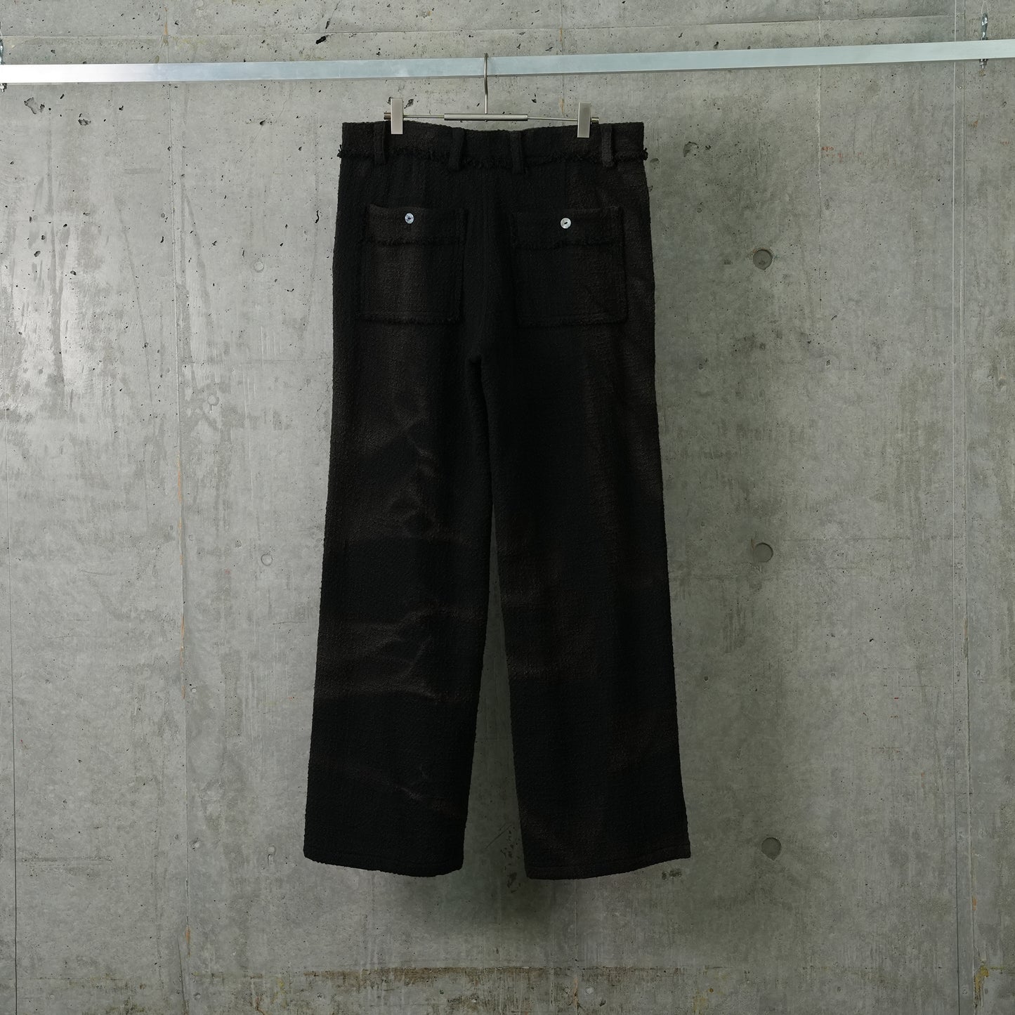 SUN-BLEACHED TWEED STRAIGHT TROUSERS / BLACK