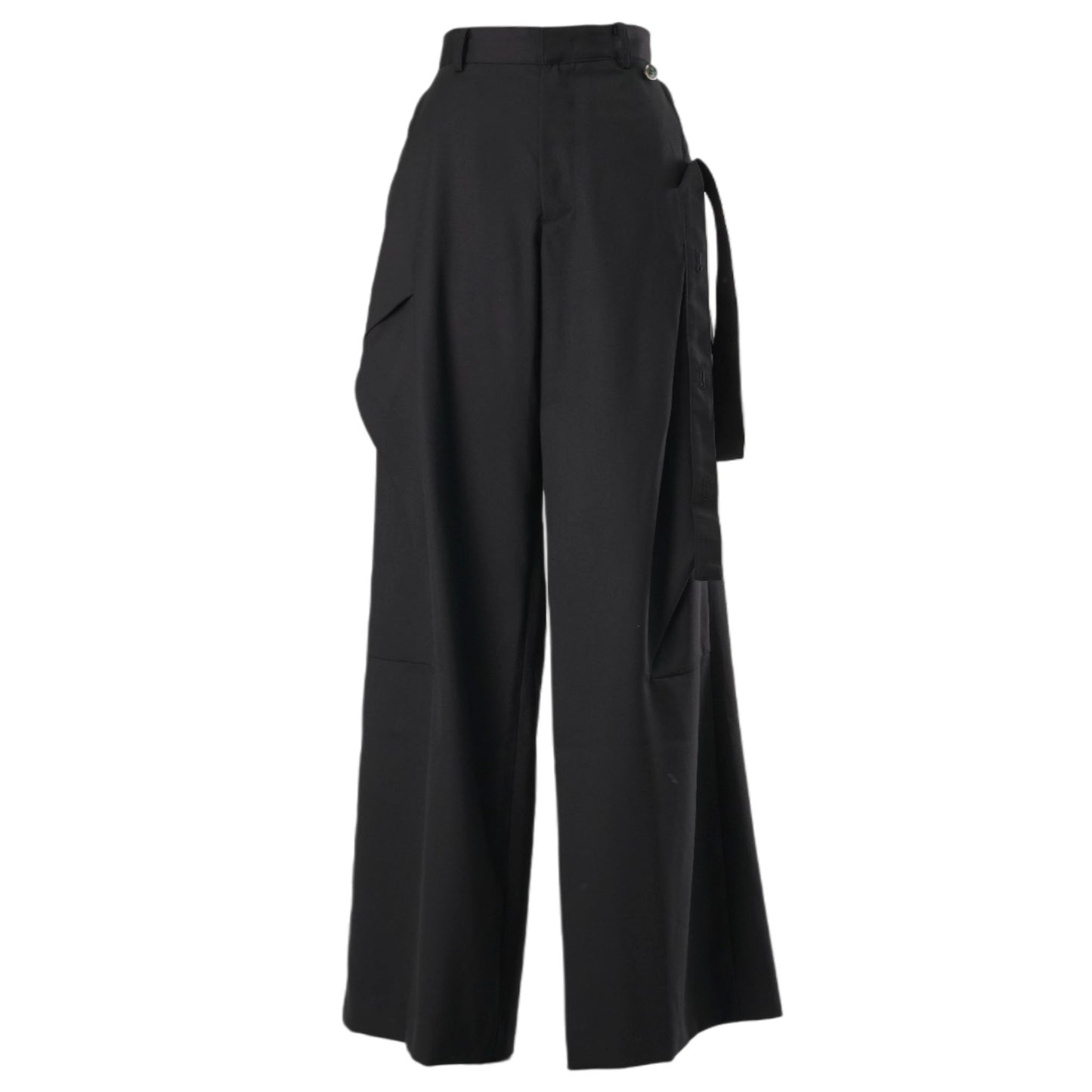 TAILORED DETACHABLE POCKET WIDE TROUSERS / BLACK