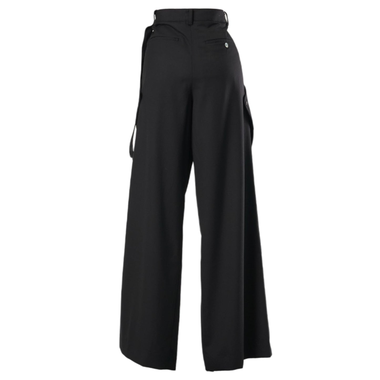 TAILORED DETACHABLE POCKET WIDE TROUSERS / BLACK