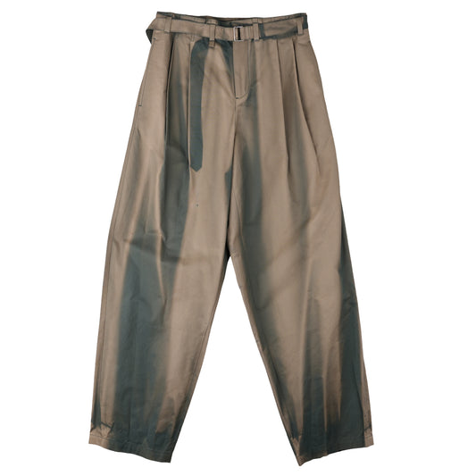 SUN-BLEACHED BELTED WIDE TROUSERS / MOSS GREEN