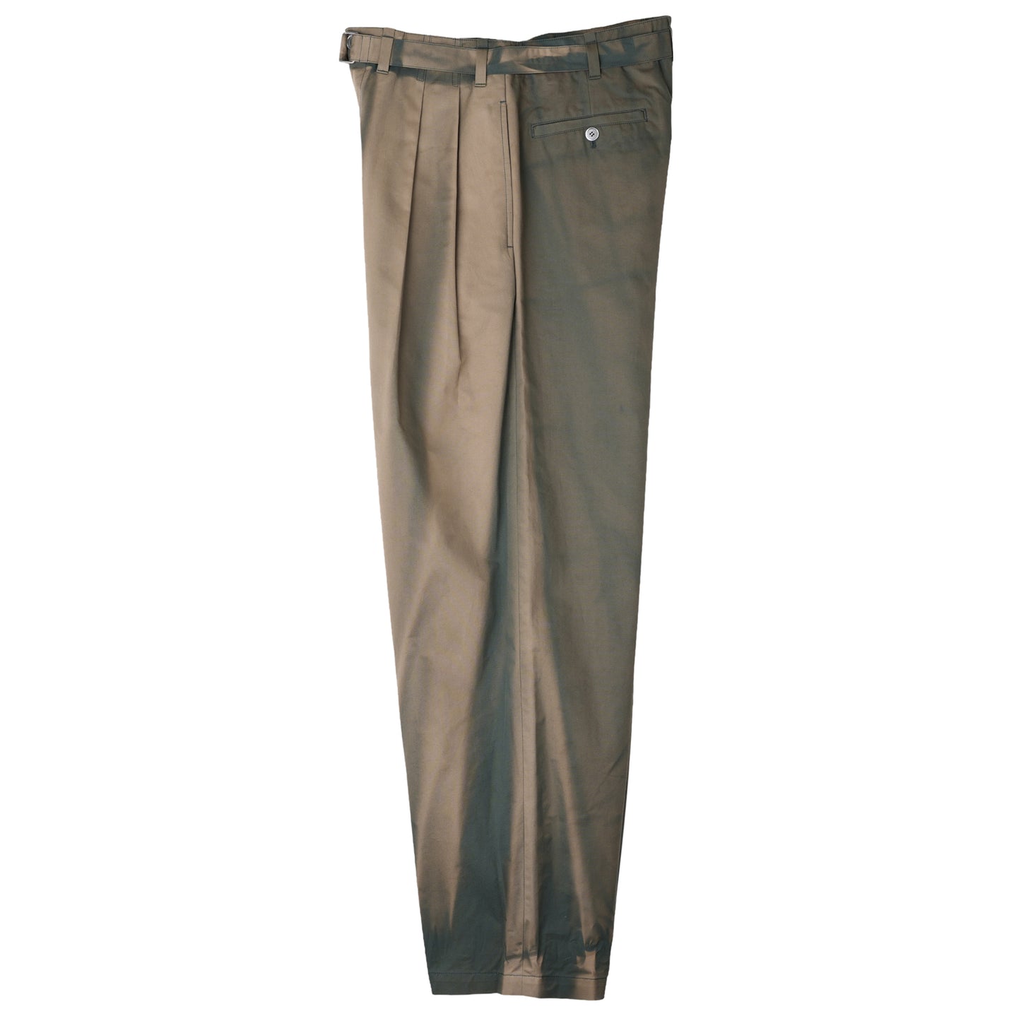 SUN-BLEACHED BELTED WIDE TROUSERS / MOSS GREEN