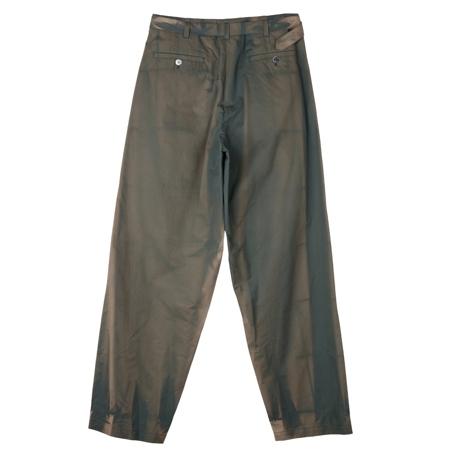 SUN-BLEACHED BELTED WIDE TROUSERS / MOSS GREEN