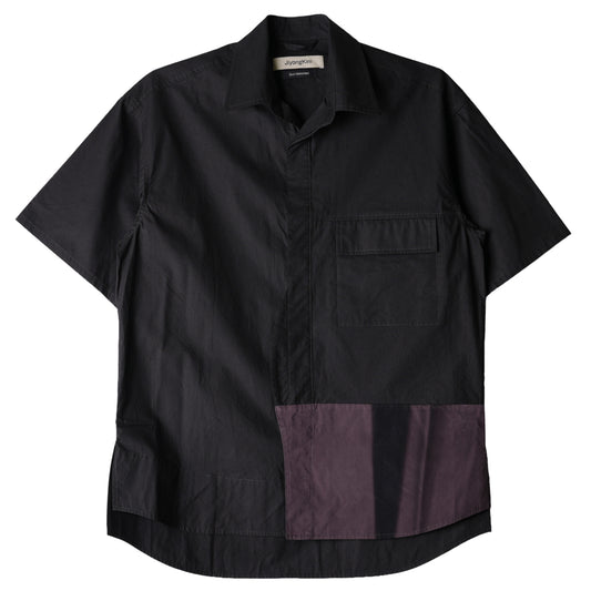 SUN-BLEACHED OVERSIZED HALF SLEEVE SHIRT / BLACK